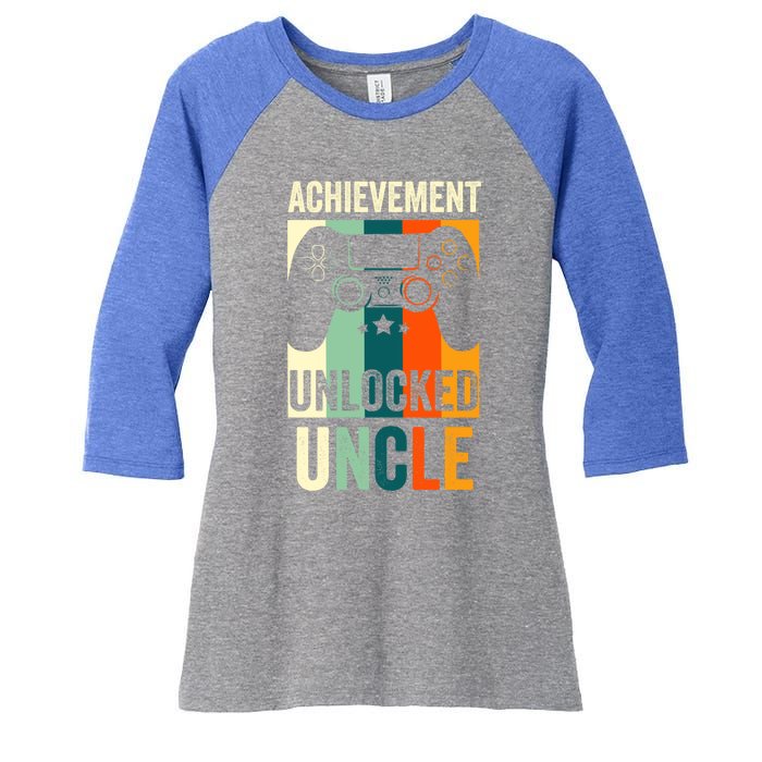 Achievet Unlocked New Uncle Gift For Gamers Gift Women's Tri-Blend 3/4-Sleeve Raglan Shirt