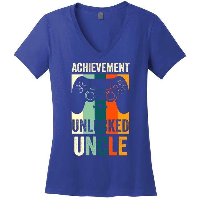 Achievet Unlocked New Uncle Gift For Gamers Gift Women's V-Neck T-Shirt