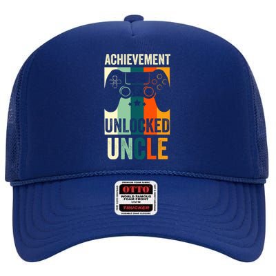 Achievet Unlocked New Uncle Gift For Gamers Gift High Crown Mesh Back Trucker Hat