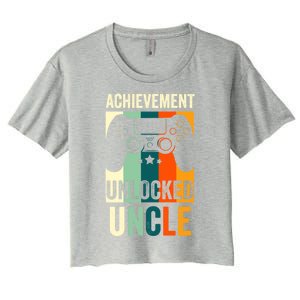 Achievet Unlocked New Uncle Gift For Gamers Gift Women's Crop Top Tee