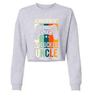 Achievet Unlocked New Uncle Gift For Gamers Gift Cropped Pullover Crew