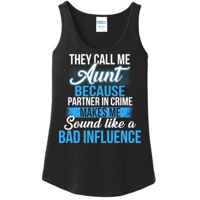 Aunt Partner In Crime Bad Influence Ladies Essential Tank