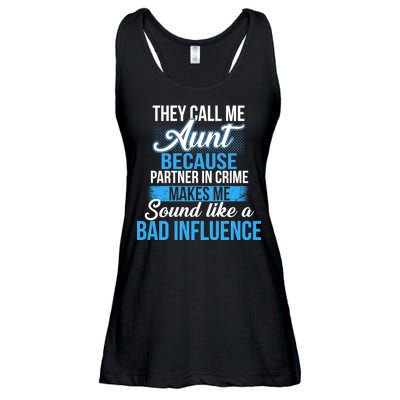 Aunt Partner In Crime Bad Influence Ladies Essential Flowy Tank