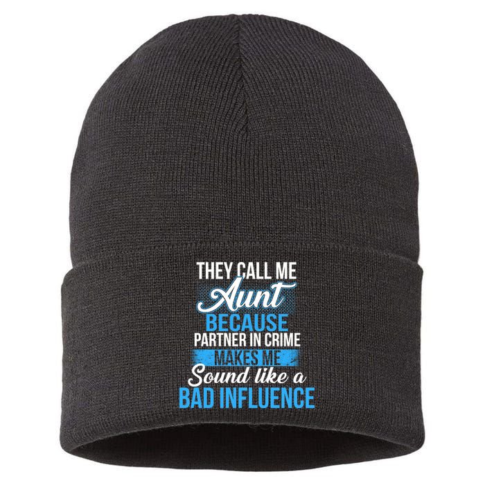 Aunt Partner In Crime Bad Influence Sustainable Knit Beanie