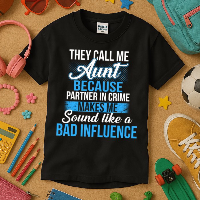 Aunt Partner In Crime Bad Influence Kids T-Shirt