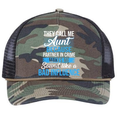 Aunt Partner In Crime Bad Influence Retro Rope Trucker Hat Cap