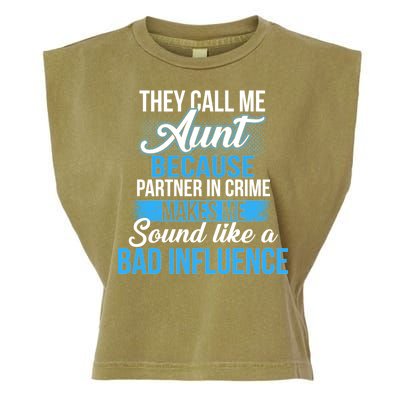 Aunt Partner In Crime Bad Influence Garment-Dyed Women's Muscle Tee