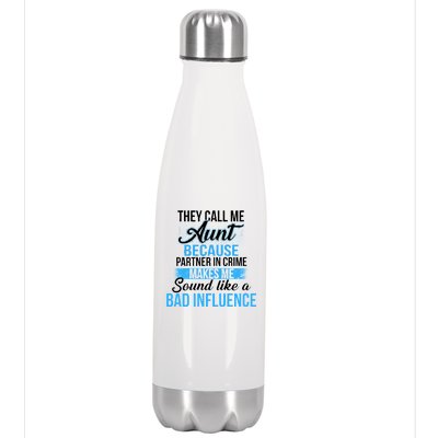 Aunt Partner In Crime Bad Influence Stainless Steel Insulated Water Bottle