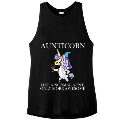 Aunticorn Like A Normal Aunt Only More Awesome Ladies PosiCharge Tri-Blend Wicking Tank