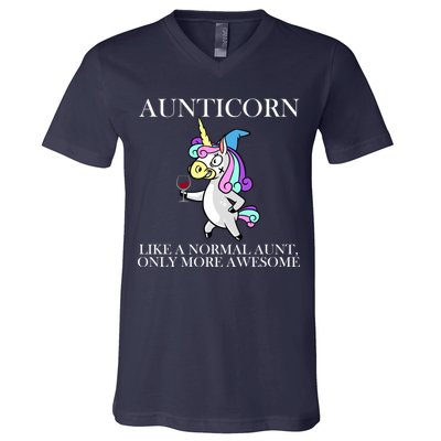 Aunticorn Like A Normal Aunt Only More Awesome V-Neck T-Shirt
