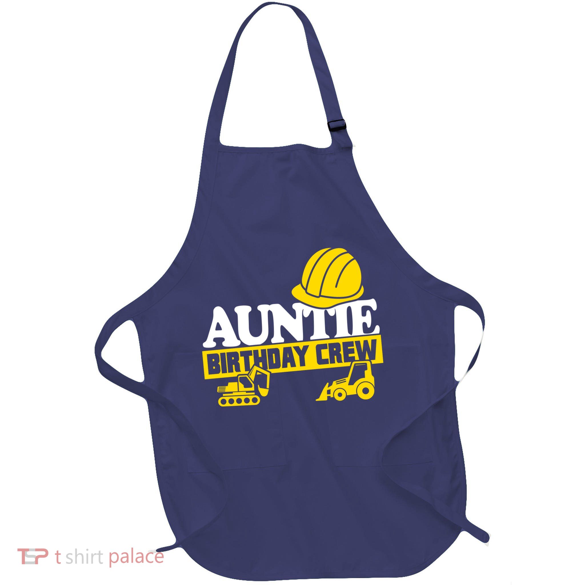 Auntie Birthday Crew Construction Party Full-Length Apron With Pockets