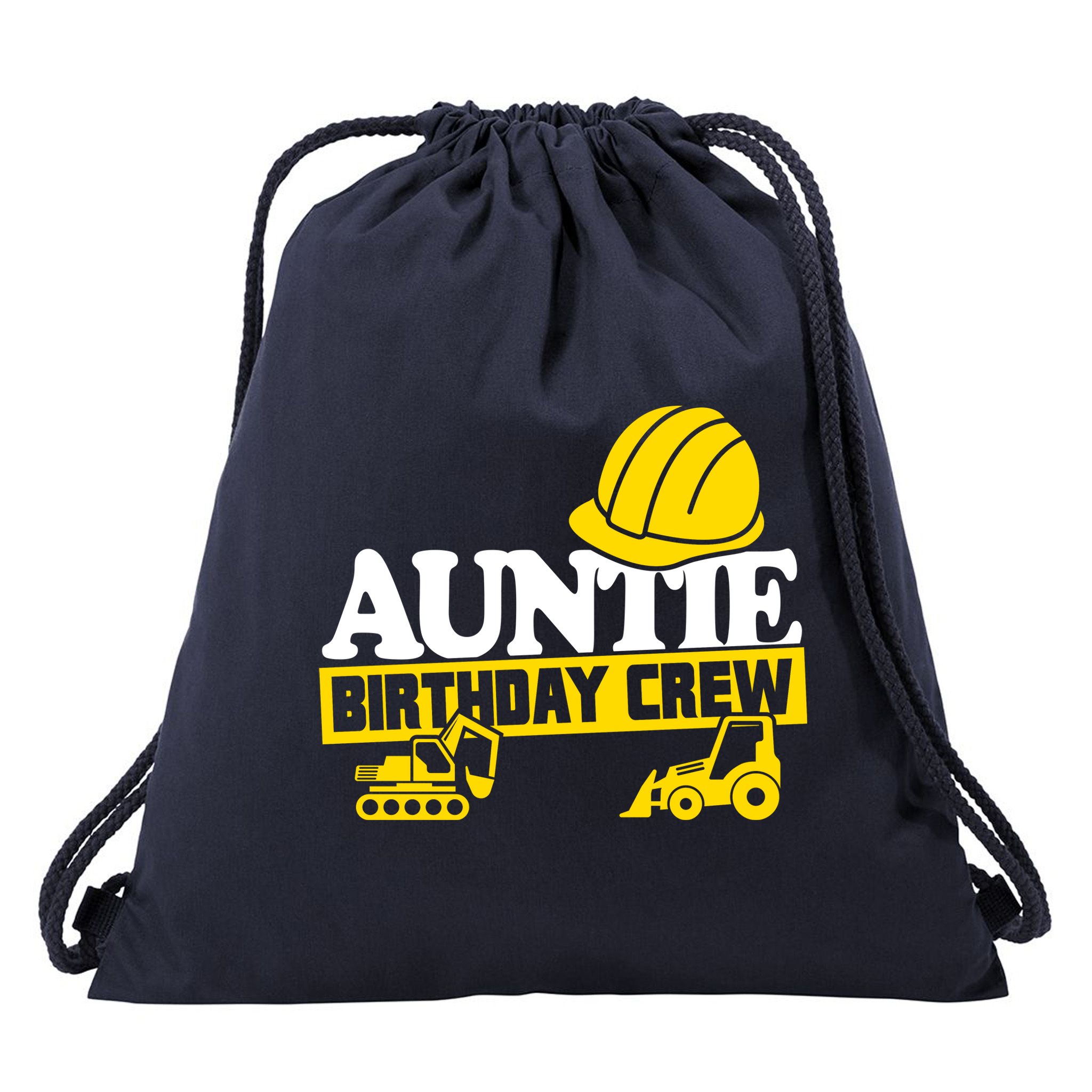 Auntie Birthday Crew Construction Party Drawstring Bag