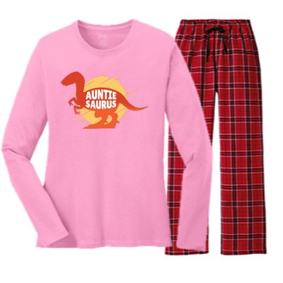 Auntie Saurus Women's Long Sleeve Flannel Pajama Set 