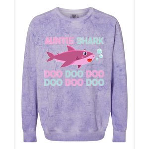 Auntie Shark Doo Doo Doo Colorblast Crewneck Sweatshirt