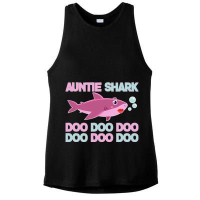 Auntie Shark Doo Doo Doo Ladies PosiCharge Tri-Blend Wicking Tank