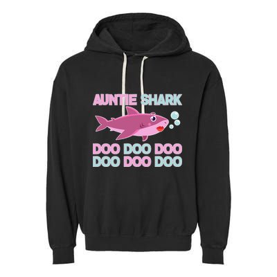 Auntie Shark Doo Doo Doo Garment-Dyed Fleece Hoodie