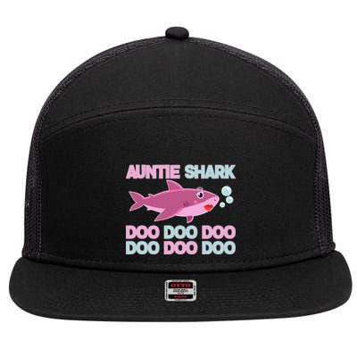 Auntie Shark Doo Doo Doo 7 Panel Mesh Trucker Snapback Hat