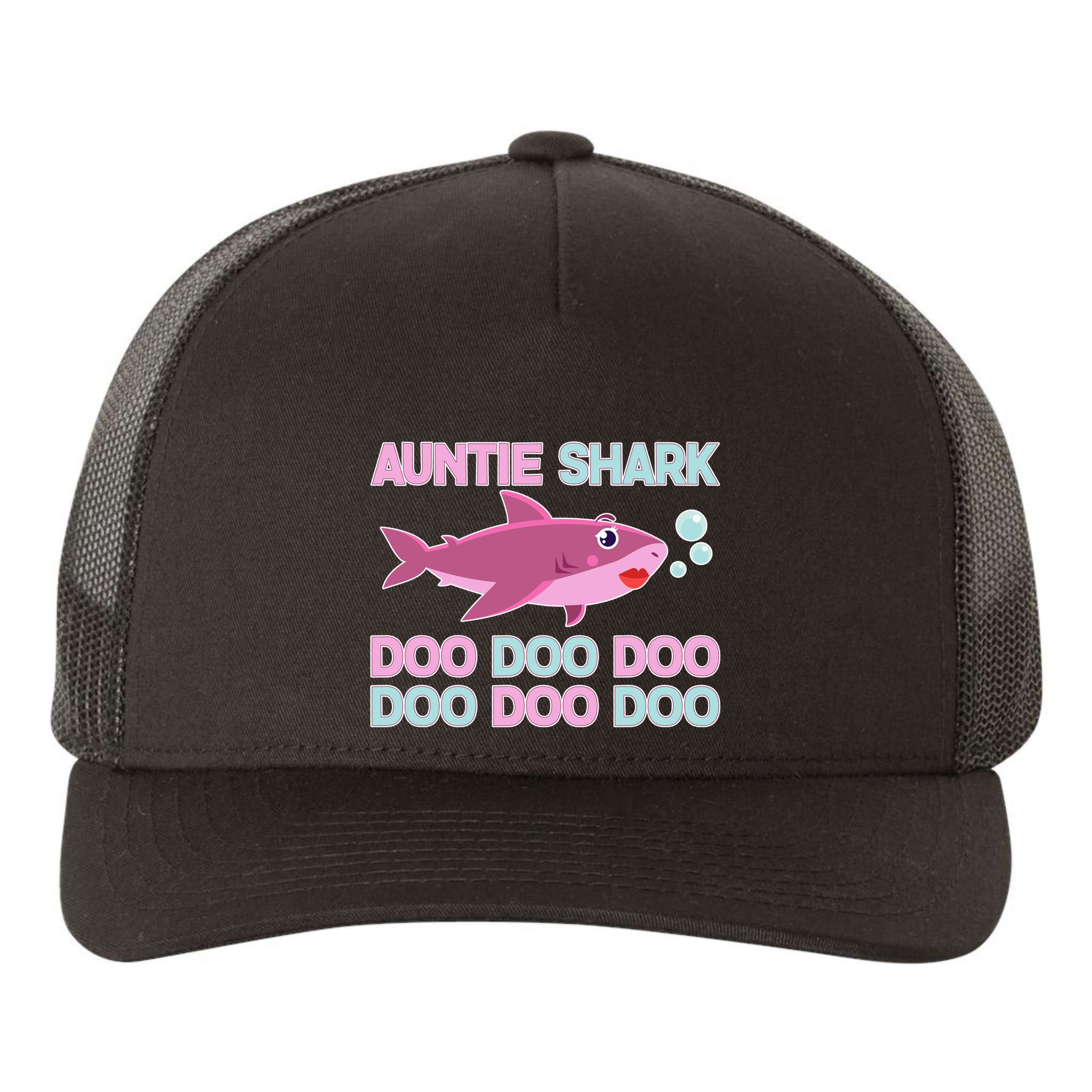 Auntie Shark Doo Doo Doo Yupoong Adult 5-Panel Trucker Hat