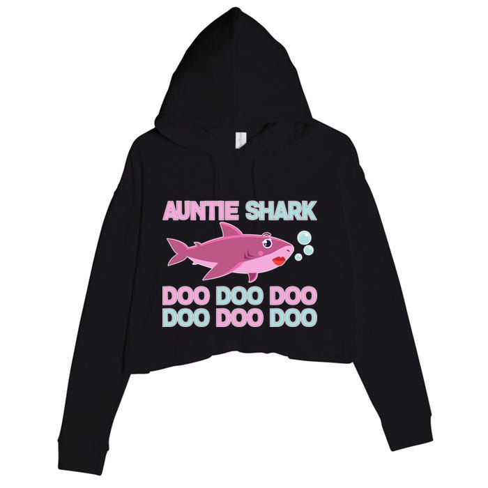 Auntie Shark Doo Doo Doo Crop Fleece Hoodie