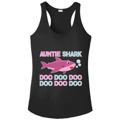 Auntie Shark Doo Doo Doo Ladies PosiCharge Competitor Racerback Tank