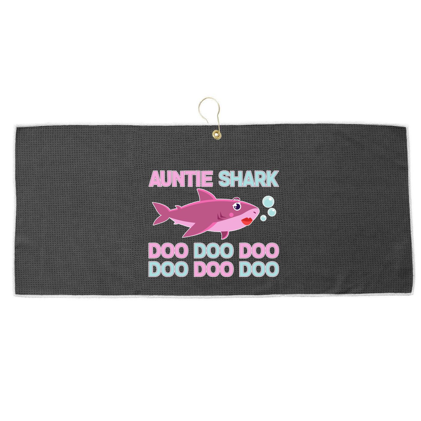 Auntie Shark Doo Doo Doo Large Microfiber Waffle Golf Towel