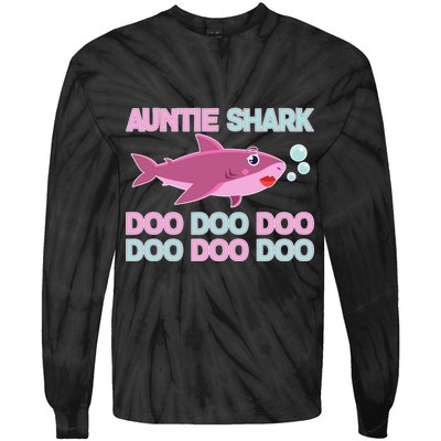 Auntie Shark Doo Doo Doo Tie-Dye Long Sleeve Shirt