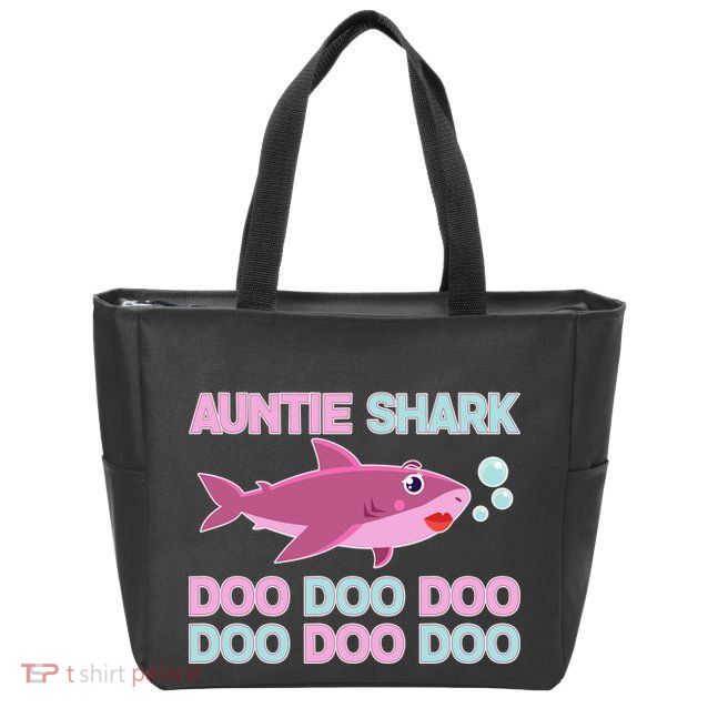 Auntie Shark Doo Doo Doo Zip Tote Bag