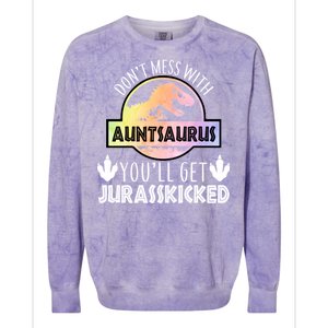 Auntsaurus Jurasskicked Colorblast Crewneck Sweatshirt