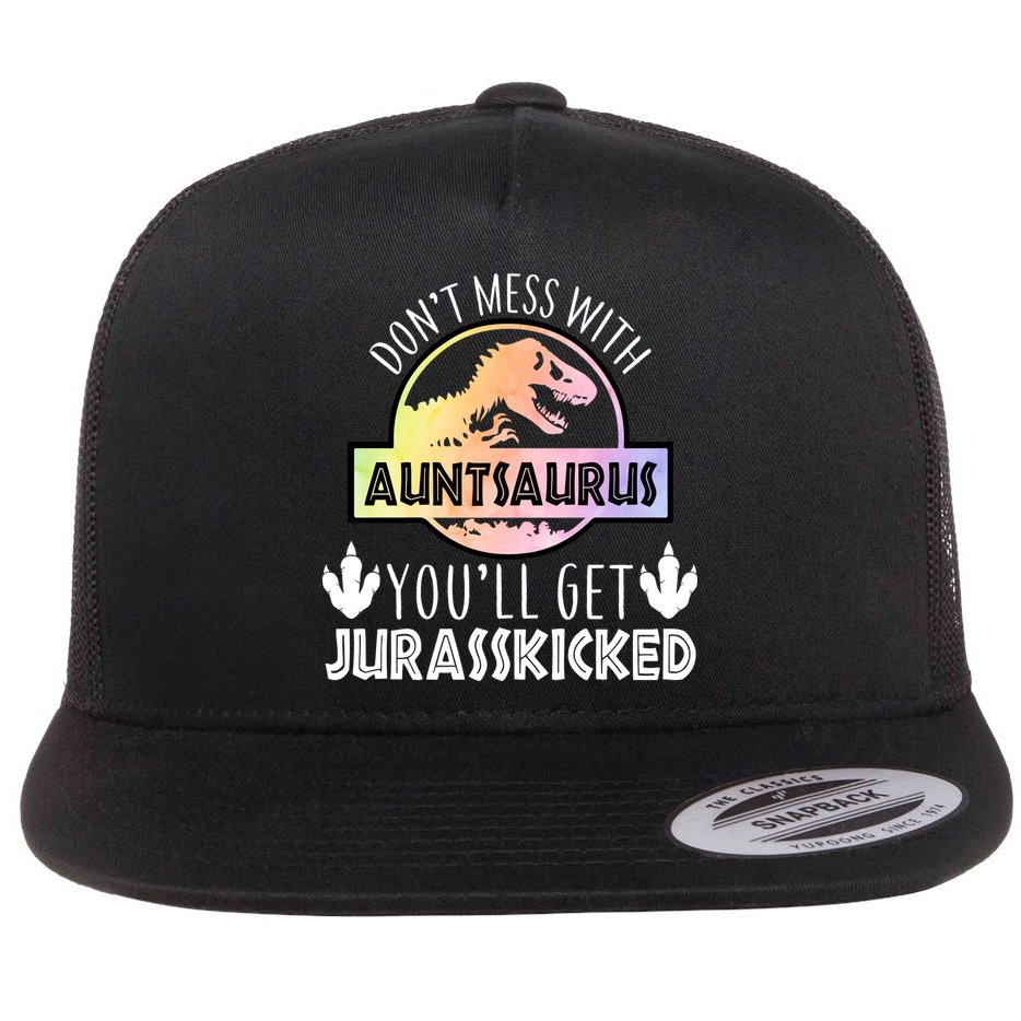 Auntsaurus Jurasskicked Flat Bill Trucker Hat