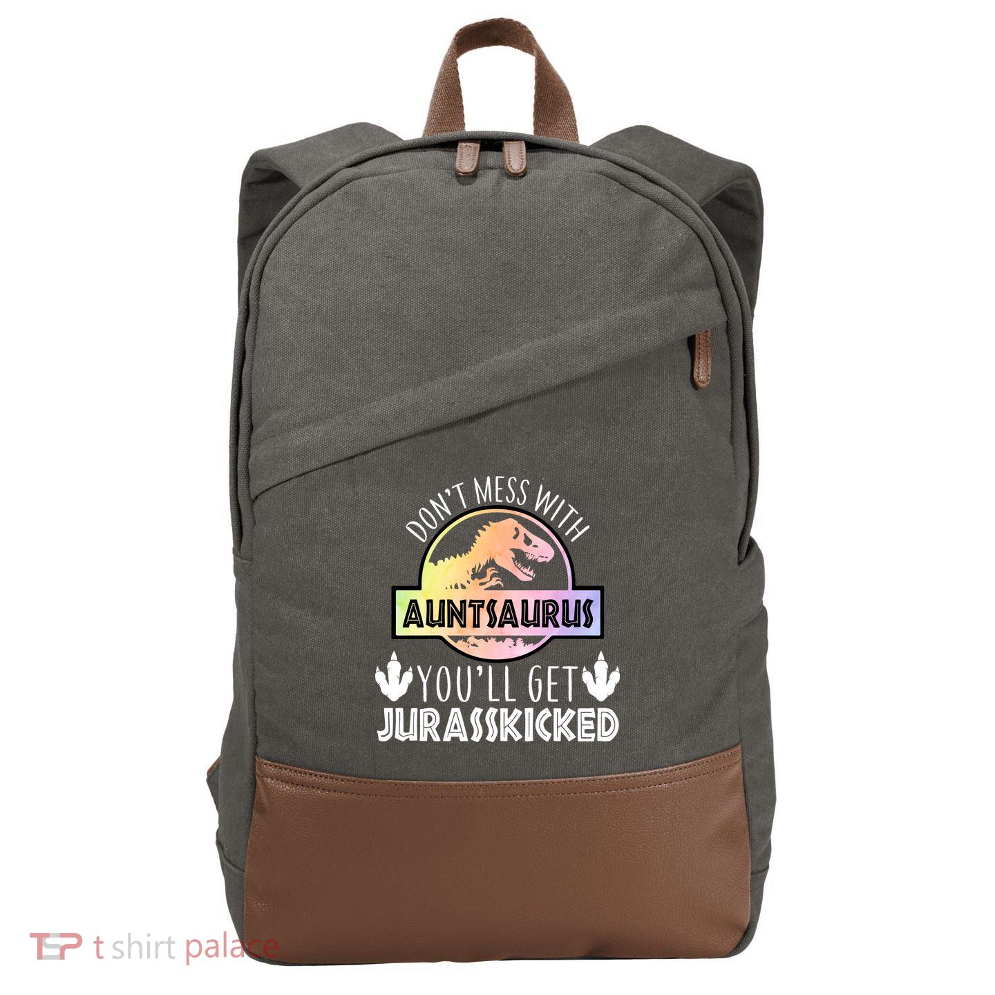 Auntsaurus Jurasskicked Cotton Canvas Backpack