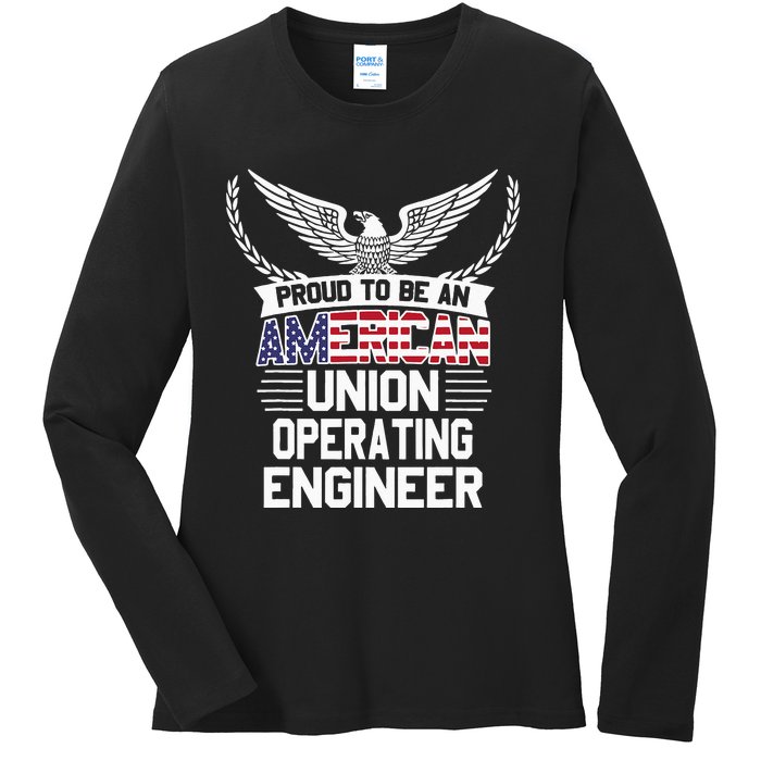 American Union Operating Engineer Pride Ladies Long Sleeve Shirt