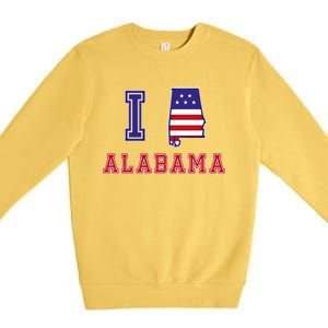 Alabama Usa Patriotic I Love Alabama Gift Premium Crewneck Sweatshirt