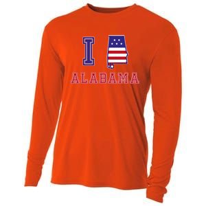 Alabama Usa Patriotic I Love Alabama Gift Cooling Performance Long Sleeve Crew