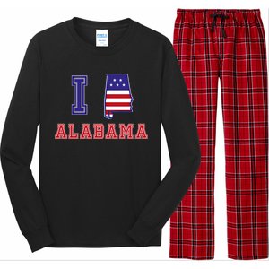 Alabama Usa Patriotic I Love Alabama Gift Long Sleeve Pajama Set