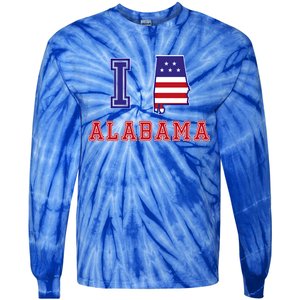 Alabama Usa Patriotic I Love Alabama Gift Tie-Dye Long Sleeve Shirt