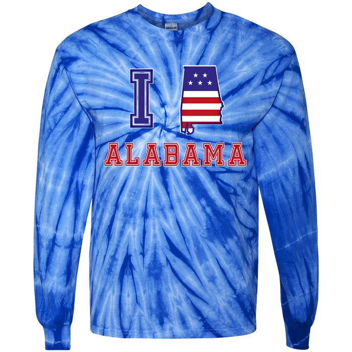 Alabama Usa Patriotic I Love Alabama Gift Tie-Dye Long Sleeve Shirt