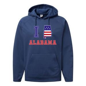 Alabama Usa Patriotic I Love Alabama Gift Performance Fleece Hoodie