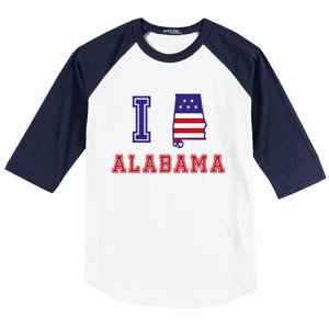 Alabama Usa Patriotic I Love Alabama Gift Baseball Sleeve Shirt