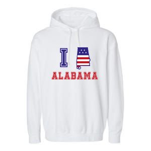 Alabama Usa Patriotic I Love Alabama Gift Garment-Dyed Fleece Hoodie