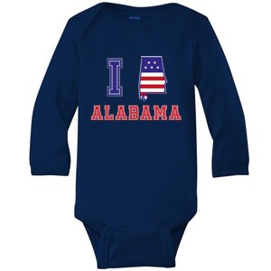 Alabama Usa Patriotic I Love Alabama Meaningful Gift Baby Long Sleeve Bodysuit