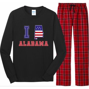 Alabama Usa Patriotic I Love Alabama Funny Gift Long Sleeve Pajama Set