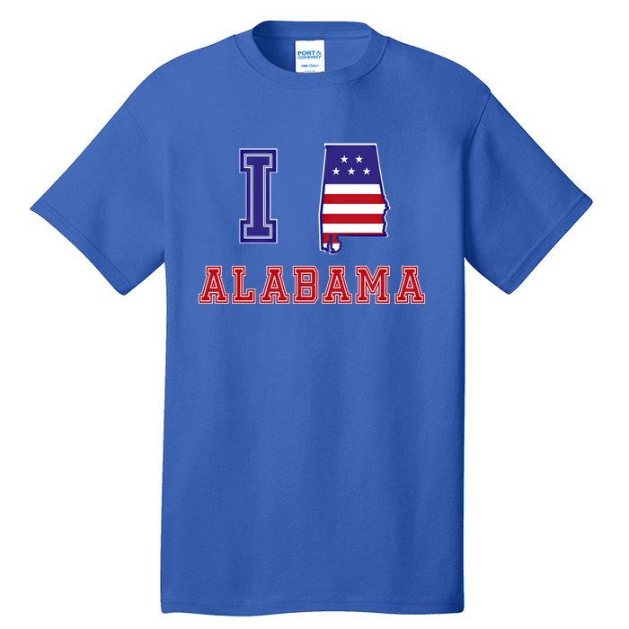 Alabama Usa Patriotic I Love Alabama Funny Gift Tall T-Shirt