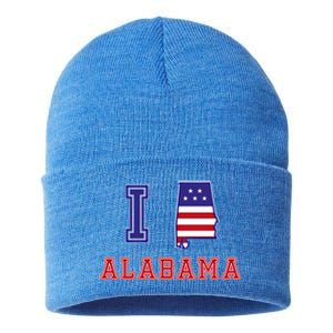 Alabama Usa Patriotic I Love Alabama Funny Gift Sustainable Knit Beanie