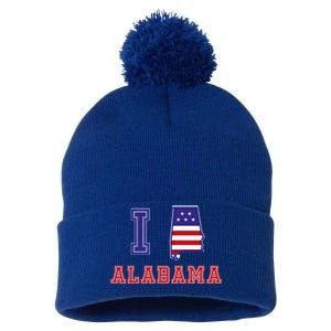 Alabama Usa Patriotic I Love Alabama Funny Gift Pom Pom 12in Knit Beanie