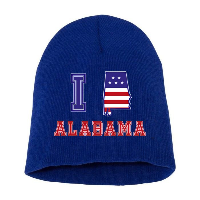 Alabama Usa Patriotic I Love Alabama Funny Gift Short Acrylic Beanie