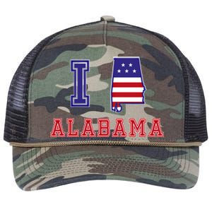 Alabama Usa Patriotic I Love Alabama Funny Gift Retro Rope Trucker Hat Cap