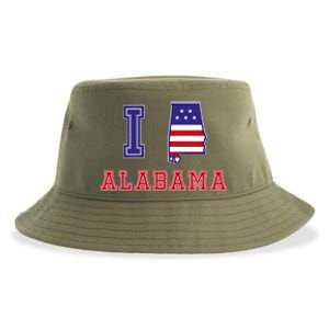 Alabama Usa Patriotic I Love Alabama Funny Gift Sustainable Bucket Hat