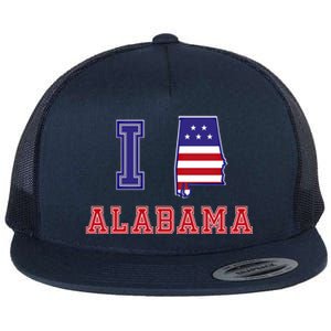 Alabama Usa Patriotic I Love Alabama Funny Gift Flat Bill Trucker Hat