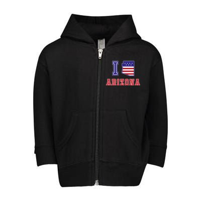 Arizona Usa Patriotic Usa Flag I Love Arizona Gift Toddler Zip Fleece Hoodie