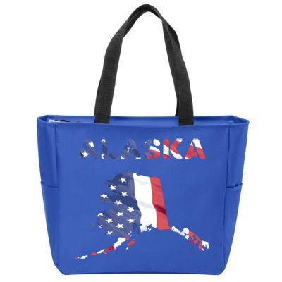 Alaska Usa Proud United States America Patriot Flag Us Gold Gift Zip Tote Bag